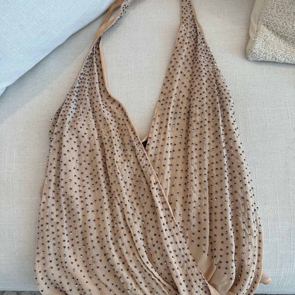Zara Nude Sequin Top